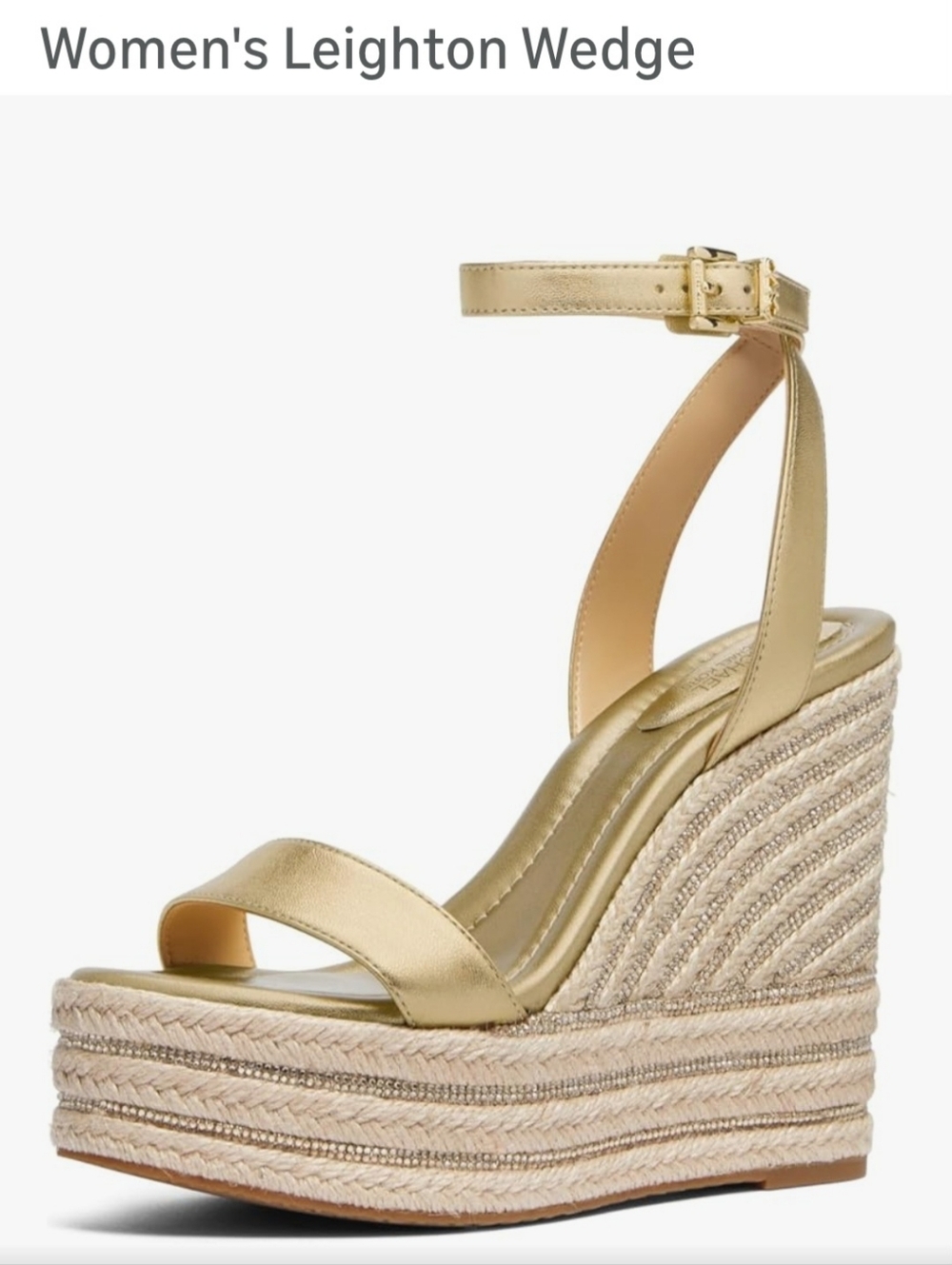 NEW Never Worn Michael Kors Metallic Gold Wedge Espadrille Sandals